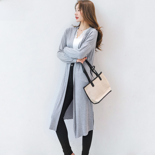 Summer Modal Thin Open Cardigan Long Sleeve Sun Protection Women's Jacket Long Outerwear Cover-up Sun Shirt Plus Size