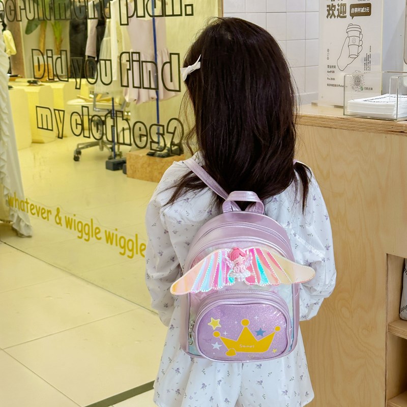 Mochila suave, lindas alas pequeñas, mochila para niños y niñas, mochila para niños de jardín de infantes, mochila para bebés, mochila para niños con sequillas de corona de dibujos animados