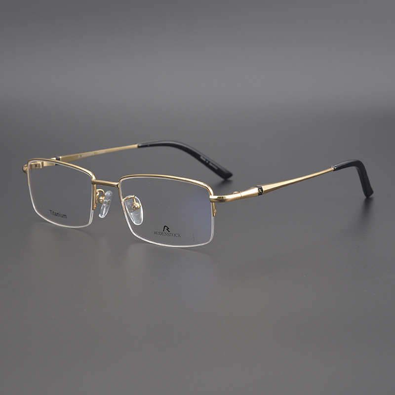 德国罗敦司得纯钛眼镜架半框高端商务男近视眼镜框超轻舒适配眼镜