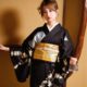 Cross-border Japanese kimono women's traditional black positioning printing visit kimono formal wear black sleeve