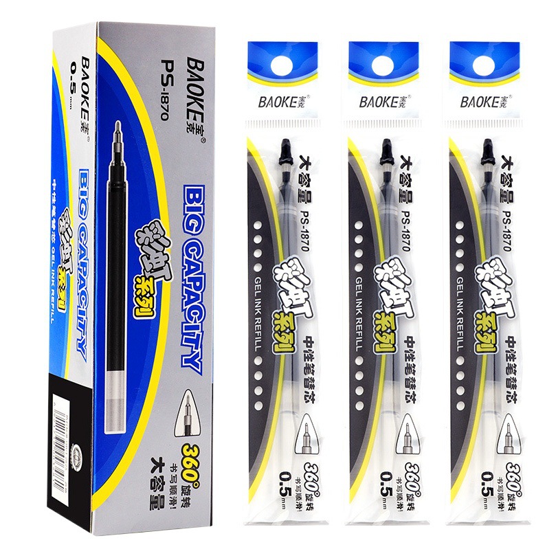 Baoke Refill Large Capacity Neutral 1930 Refill Thick Water Refill Sign Pen 0.5 Bullet 1.0mm Black Core