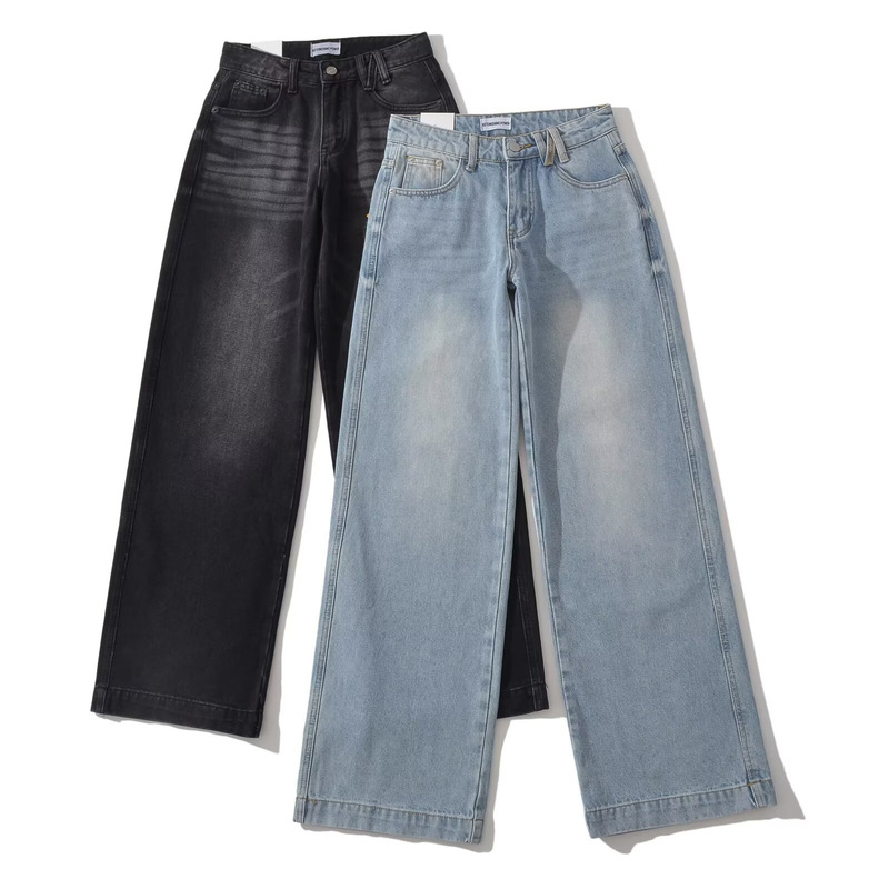 Lazy Style Wide-Leg Distressed Boyfriend Jeans for Women 2026 Spring and Autumn New Low-Waist Design Loose Floor-Length Denim Pants Trendy