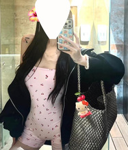 南油明星同款正品现货新款情人节系列樱桃吊带背心短裤连衣裙