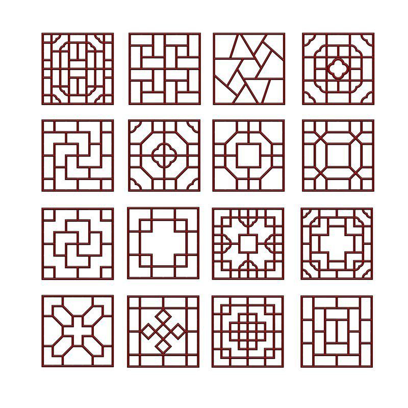 花格装饰正方背景现货木花空格木格中式方形吊顶窗正方形实木木雕