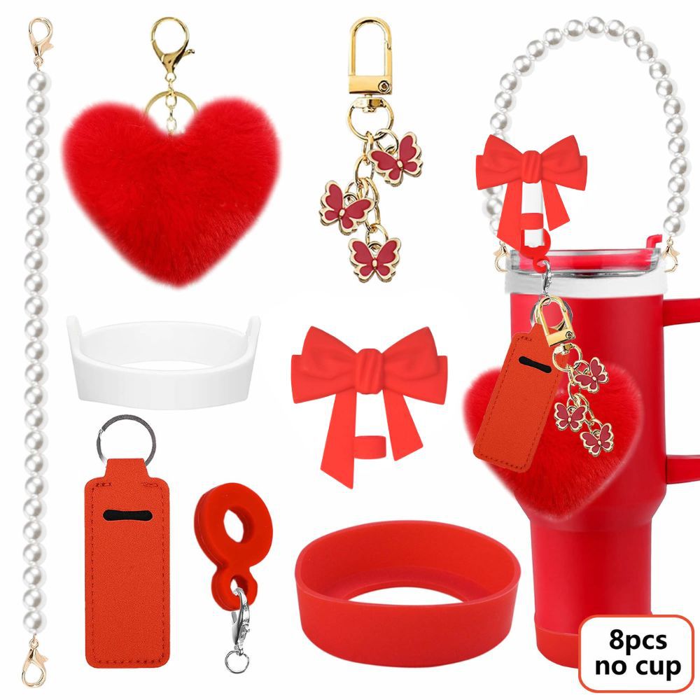 Accesorios de taza Stanley colgante de cuerda de mano flor de silicona gorra de paja de peluche colgante de taza cadena de taza de color cubierta de taza