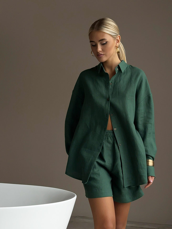 Bộ cardigan dài tay kèm quần short cotton màu trơn phong cách đơn giản — Màu cam, Màu hồng, Màu hồng nhạt, Màu trắng chi tiết 49