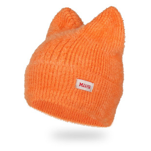 Hat women's autumn and winter knitted hat cute cat ear hat warm pullover hat elastic wool hat outdoor toe cap