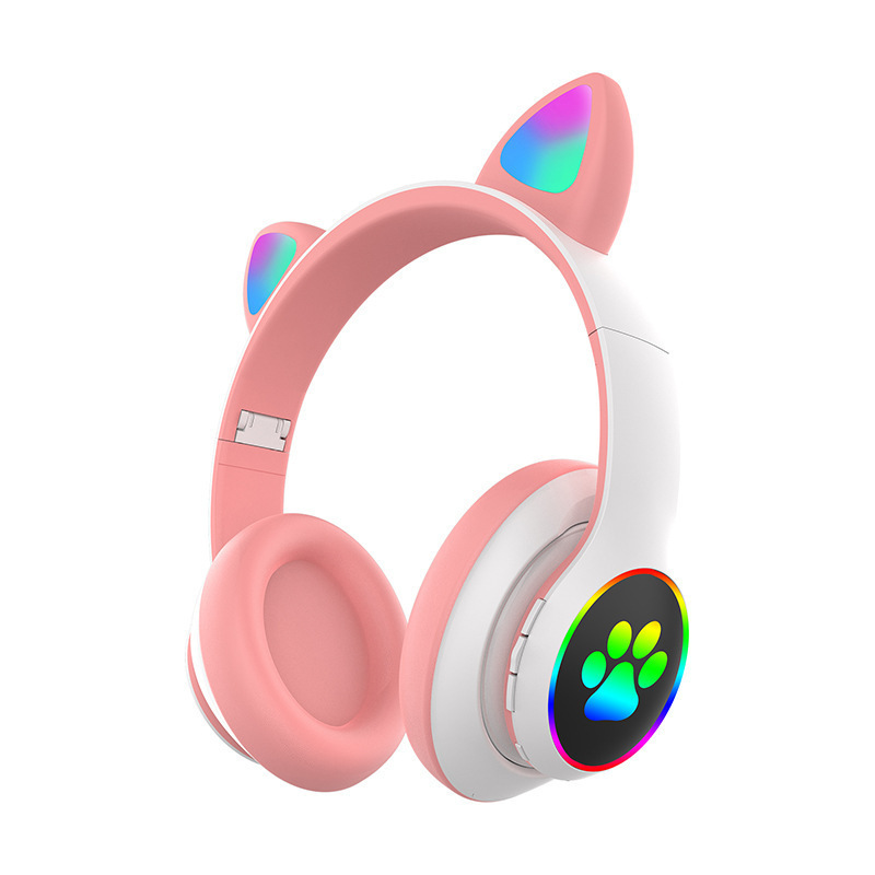 Stn-28 Cross-Border New Cute Cat Ear Luminous Headphones Kidsren's Foldableing Bluetooth Headset Head-Mounted Wireless Headphones Stn-28 Cross-Border New Cute Cat Ear Luminous Headphones Kidsren's Foldableing Bluetooth Headset Head-Mounted Wireless Headphones