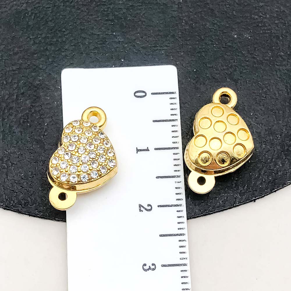 1 gold dot diamond heart-shaped magnet buckle 11*18mm-3.3g-19859