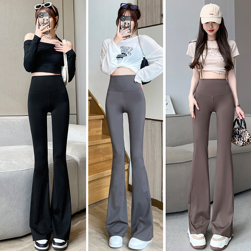 Tall Micro Shark Pants Women's Outer Wear fleece-lined Thickened High Waist Slimming Flared Pants Super Long Yoga Horseshoe Trousers Tall Micro Shark Pants Women's Outer Wear fleece-lined Thickened High Waist Slimming Flared Pants Super Long Yoga Horseshoe Trousers