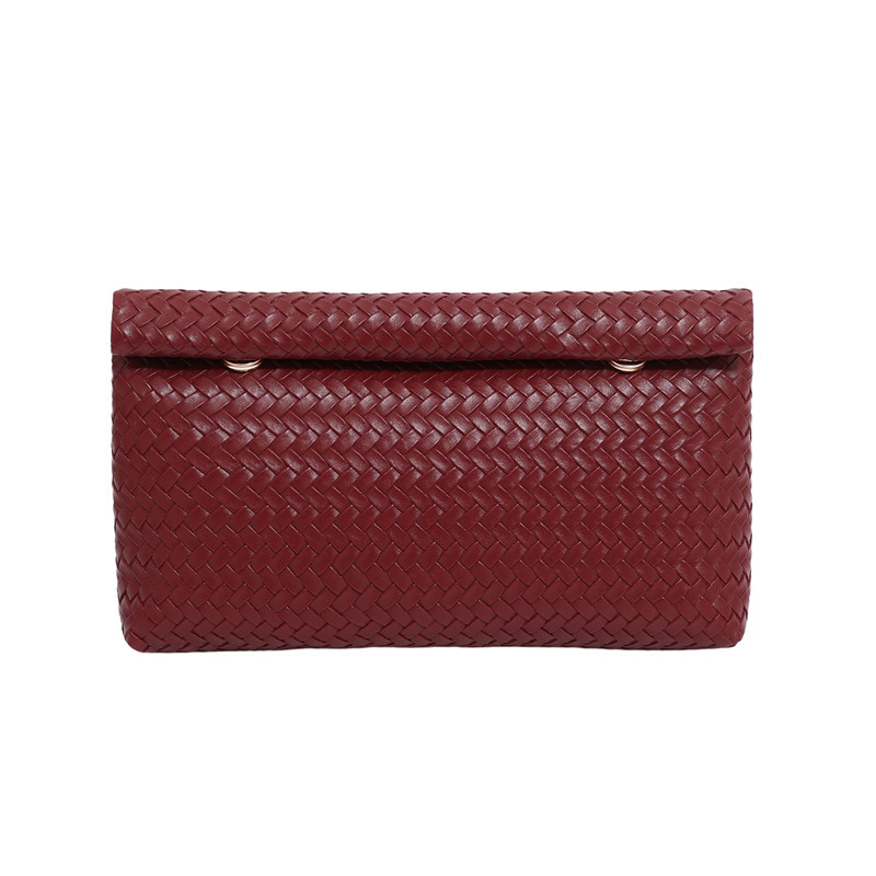 2025 otoño popular trenzado PU bolsos de muñeca bolsos de moda simple bolsos de maquillaje de gran capacidad coreana