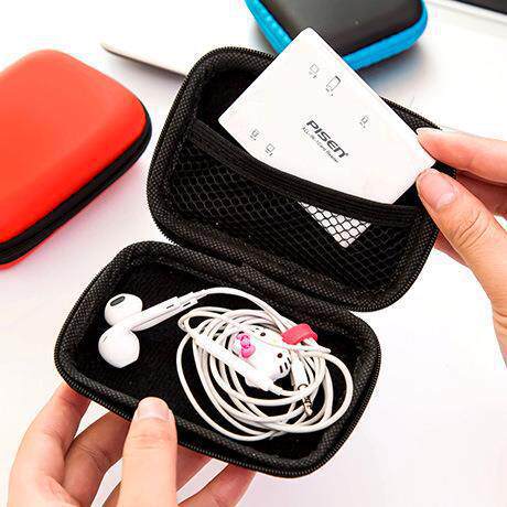 Simple and Cute Portable Data Cable Storage Bag Change Zipper Bag Phone Cable Headset Storage Box Car Fit Bag