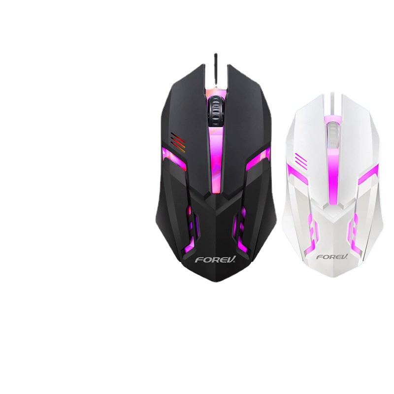 Проводная светящаяся мышь FV136 для игр e-sports RGB смена цвета, надёжная настольная мышь для интернет-кафе, съедобная курица RGB бликует USB