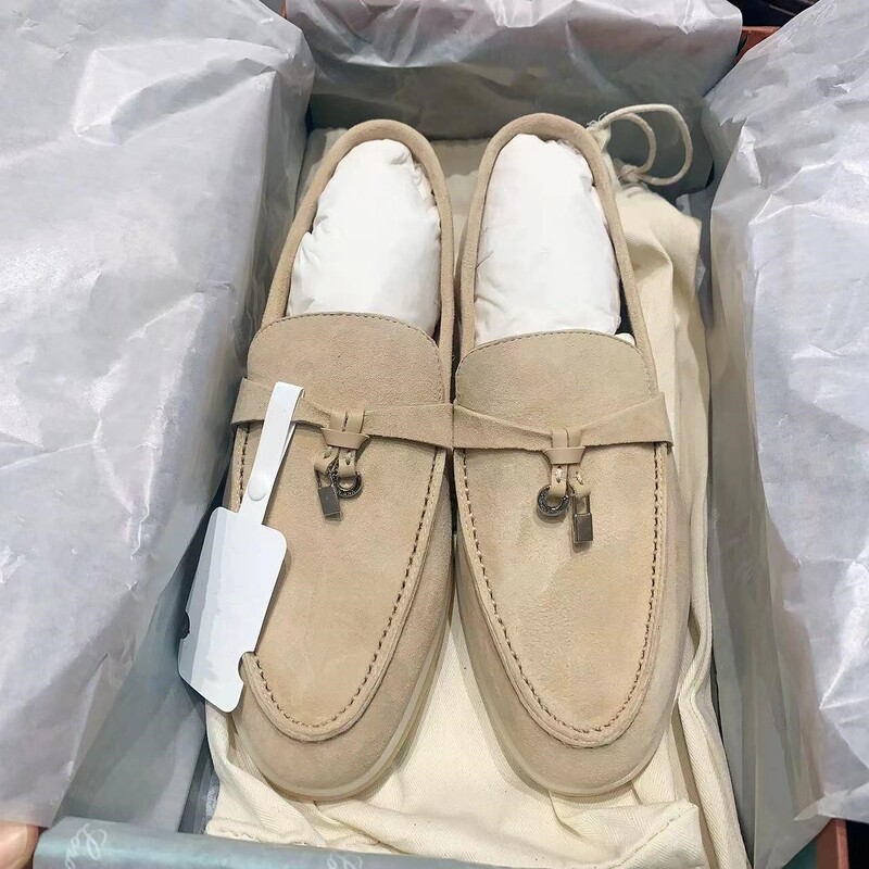 High Version Genuine Leather Beanie Shoes for Men, Old Money Style Soft Sole British Casual Lazy Slip-On Couple Lp Loafers for Women