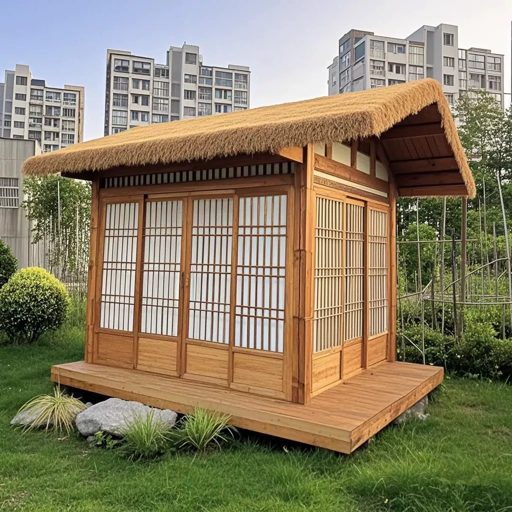 Соломенная деревянная комната красная чайная комната для внутреннего двора