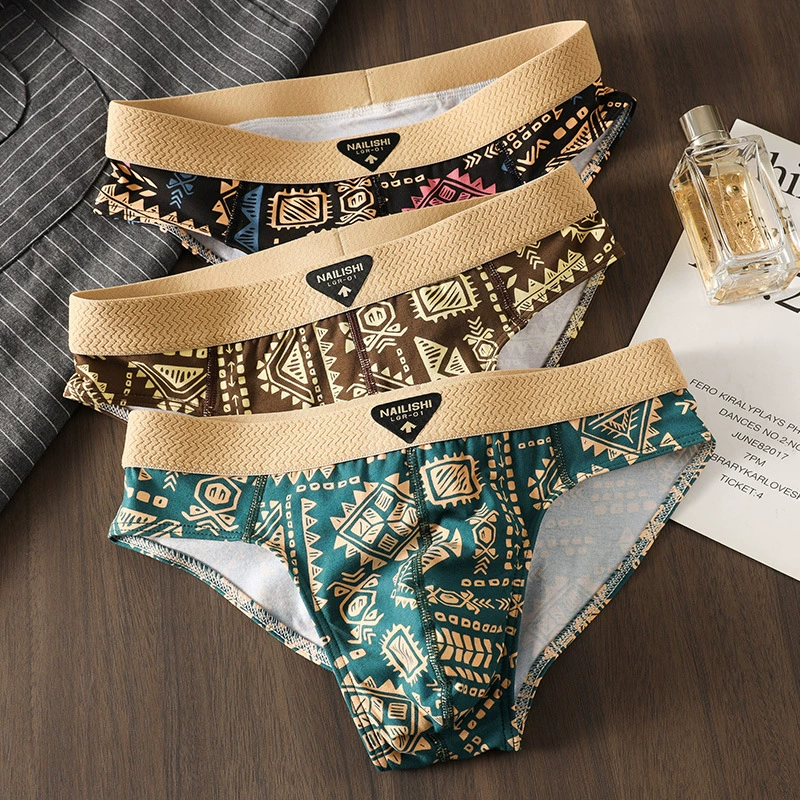 Мужские трусики трусики национальный стиль тренд мужские четырехугольные брюки хлопковые дышащие молодые трусы средней талии трусы шорты