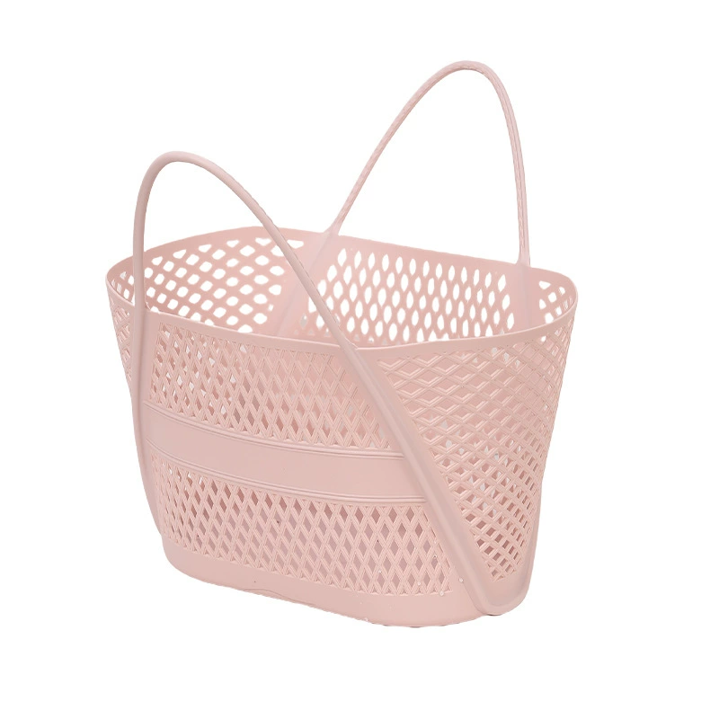Handheld Plastic Storage Basket, PE Handle, Thickened Portable Bathroom Drying Rack