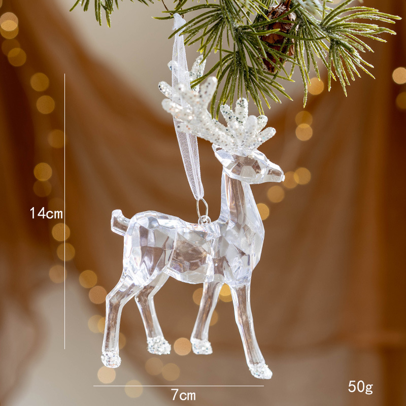 国境を越えた新しいクリスマスツリー装飾透明アクリル雪ヘラジカ天使ストラップクリスマス装飾品|undefined