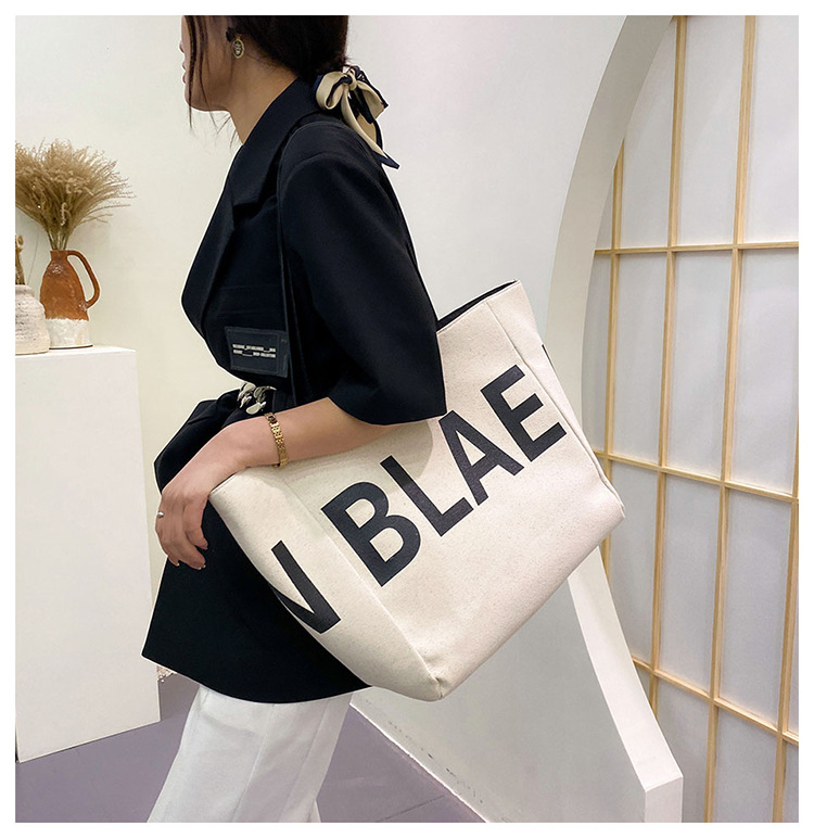 Women's Large Canvas Letter Basic Classic Style Open Tote Bag display picture 11