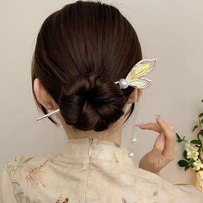 Estilo antiguo paso sacudida borla ventilador horquilla hembra de alto grado updo horquilla nuevo cheongsam chino Hanfu hairpin tocado