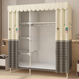 Durable Steel Pipe Sturdy Fabric Wardrobe for Home Bedroom Assembly, Suitable for Rental Housing Storage Cabinet, Simple Wardrobe Steel Frame
