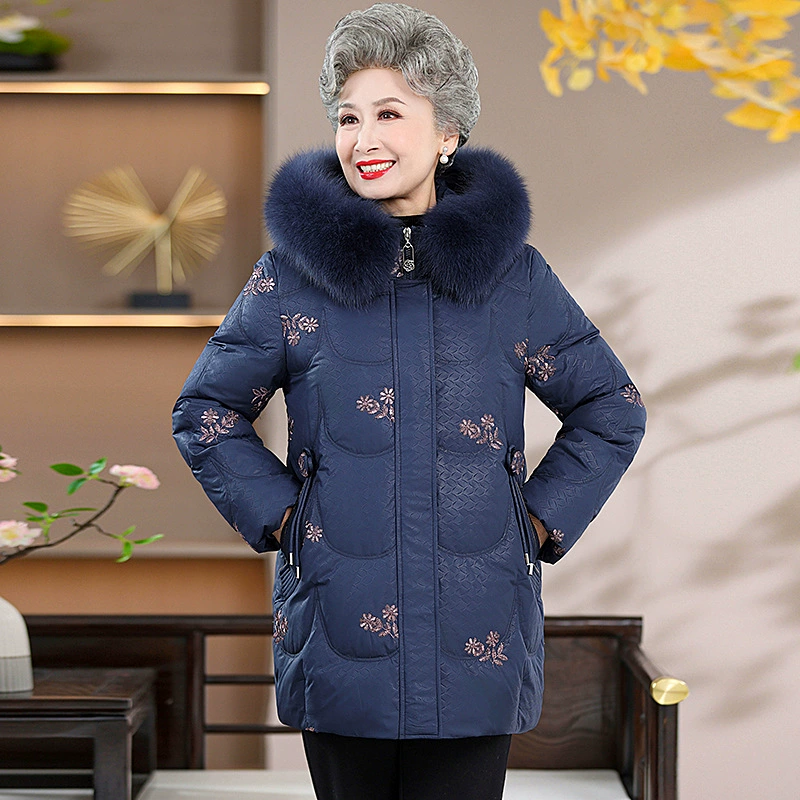 Demi-season down jacket, for middle age, increased thickness, plus size, western style