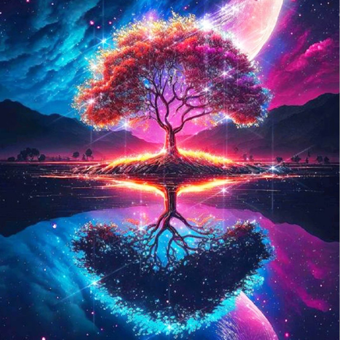 Pequeño libro rojo nuevo lleno de pintura de diamante árbol de vida DIY bordado de diamante pintura decorativa sala de estar fábrica de suministro transfronterizo al por mayor