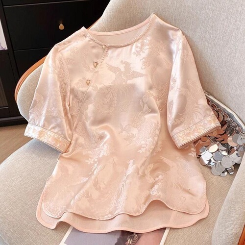 Spring, new Chinese style, solid color base shirt, fashionable and all-matching women's short-sleeved 2026 inner top, fashionable temperament