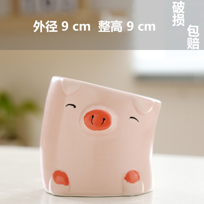 Macetas de cerámica para suculentas con diseño de animales de dibujos animados, pequeño tamaño, para estante de flores en casa, suministro al por mayor