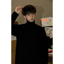秋冬季男士高领毛衣慵懒风加厚宽松帅气青年打底衫外套复古羊毛衫