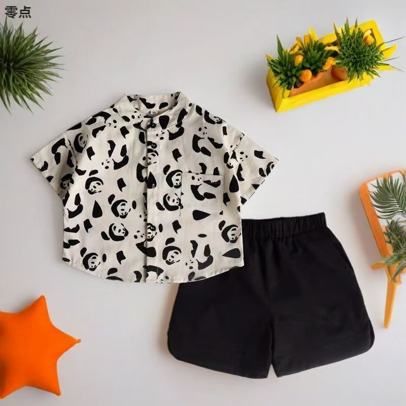 男の子サマースーツ 2025 新しいハンサム子供服夏半袖ファッショナブルな男の子の赤ちゃんの夏のファッショナブルな服|undefined