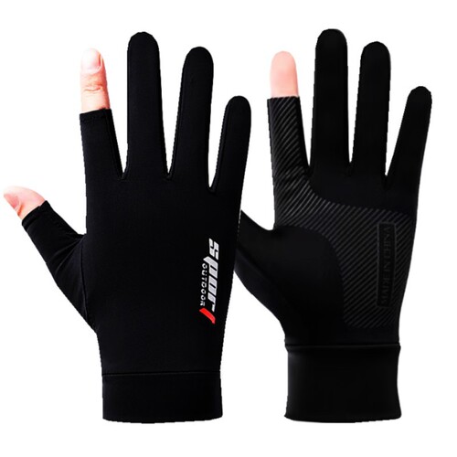 Sun protection gloves for men and women, ice silk summer ultra-thin model with two fingers exposed, cycling, driving, rider takeaway gloves wholesale