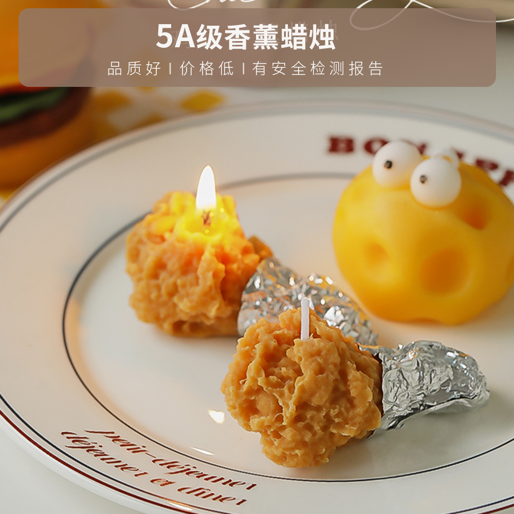 Vela de aromaterapia de pollo frito al por mayor recuerdo hecho a mano regalo de cumpleaños caja de regalo vela de fragancia cera de modelado de simulación