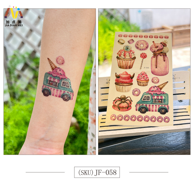 Amazon Venta caliente brillo lindo postre de Navidad unicornio niños tatuaje pegatinas impermeable tatuaje de larga duración