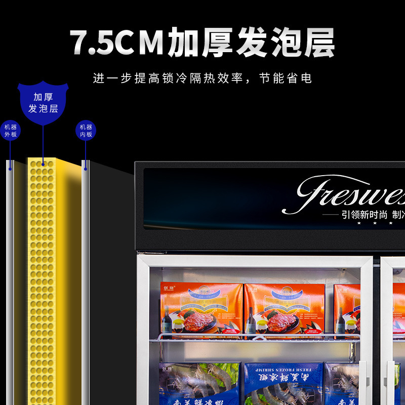 便利店商用子母柜立式冷藏冷冻一体展示柜超市冰柜冰激凌榴莲冰箱|undefined