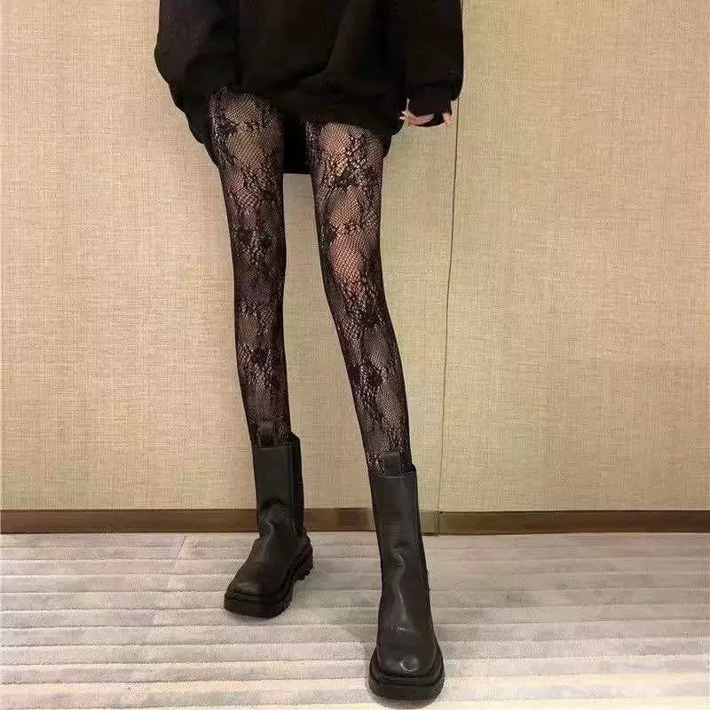 Tights (base) fishnet with bow, European style, plus size, one-size, multiple patterns