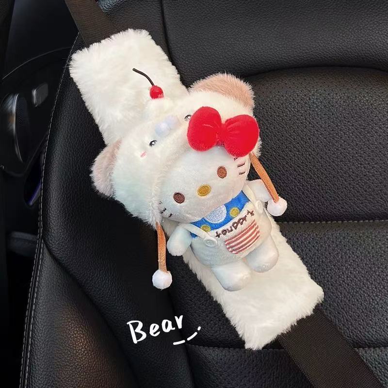 Hello Kitty car seatbelt shoulder pad cute women's anti-chafing clothing couple's pair of seatbelt decorations