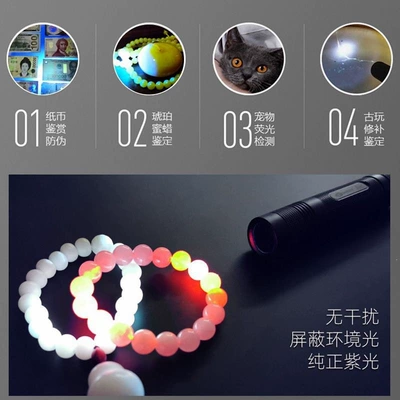 Fluorescent agent detection, UV light, cat UV fənərlər - top-of-the-line-dual-layer-black-mirror-365nm-fruit-vegetable-currency-verification-jade-anti-counterfeiting-full-coverage-detection-typc-flash-charging