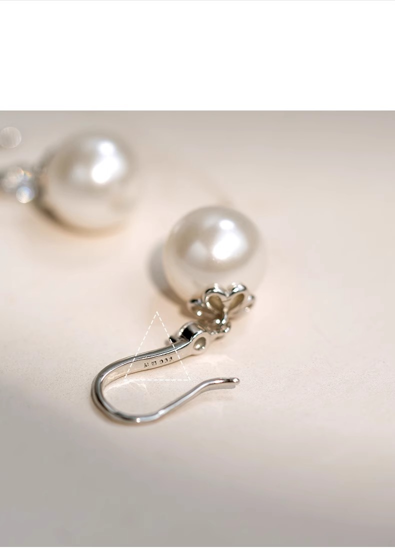S999 Silber-Perlenohrringe, Retro-Design, Sommerkollektion