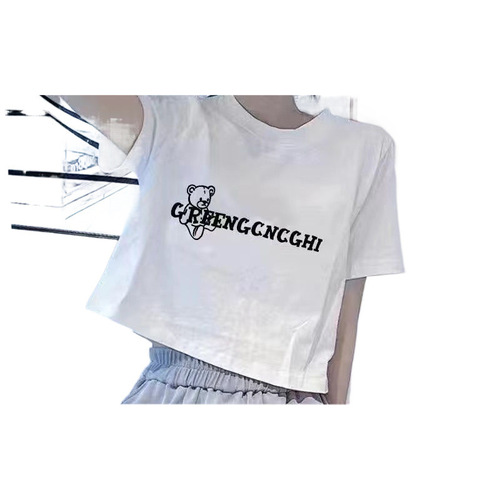 Short-sleeved women's T-shirt 2025 summer new design slim fit regular shoulder height raising small upper garment
