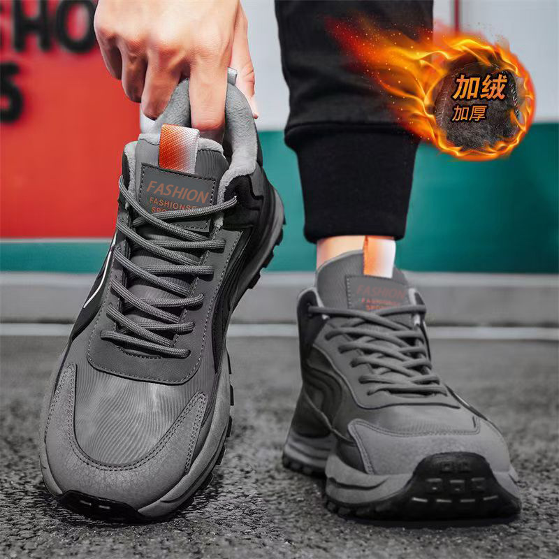 Nuevos zapatos de invierno para hombres con terciopelo calentador zapatos de algodón para hombres impermeables y antideslizantes zapatos deportivos de suela gruesa de protección laboral