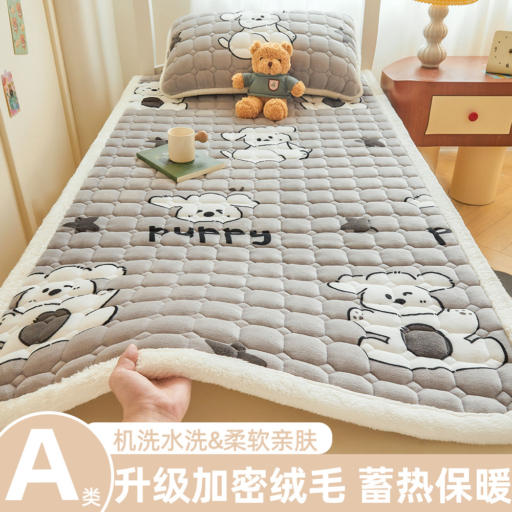 A級学生寮用ミルクベルベットマットレス、冬用厚手フリースパッド、入学時寮用シングルベッドマットレス