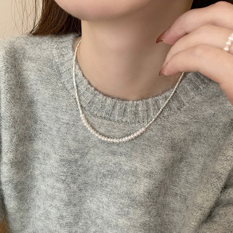 Einfacher Stil Klassischer Stil Einfarbig Sterling Silber Perlen Frau Ringe Armbänder Halskette display picture 1