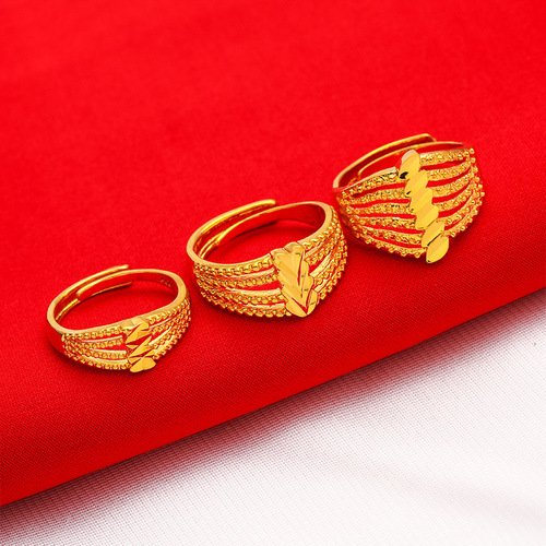 Wholesale imitation gold Vietnamese sand gold ring open gold ring female gold plated female ring live delivery wholesale