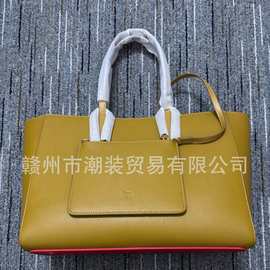 CL andgz土黄色红底手提包女士购物袋欧美子母包女单肩包水桶包