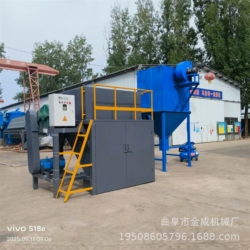 曲阜废铁除锈六角滚筒抛光机 带除尘器火烧铁干磨机 石头研磨机