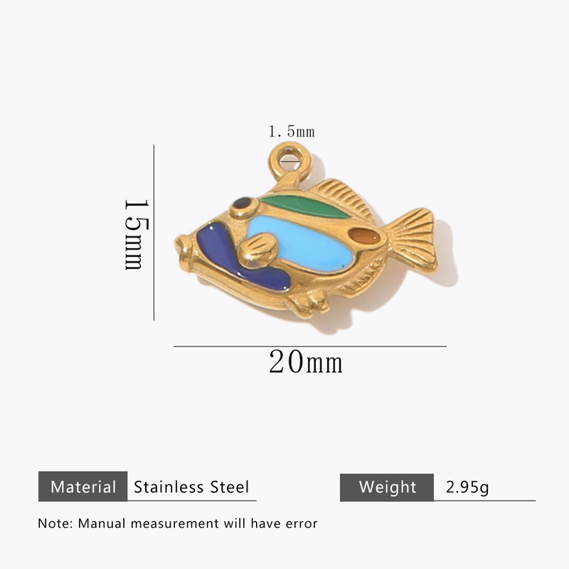 カラフルなオイルドリップ加工ステンレス鋼小魚ペンダントオーシャンスタイル DIY ジュエリーアクセサリーブレスレットネックレスペンダント素材|undefined