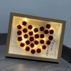 Pearl Rose Flower Photo Frame Handmade DIY Decor for Couples and Best Friends on Qixi Valentine's Day