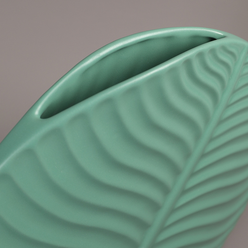 Jarrón de cerámica nórdico sala de estar decoración arreglo floral florero escritorio creativo hojas verdes decoración floral al por mayor