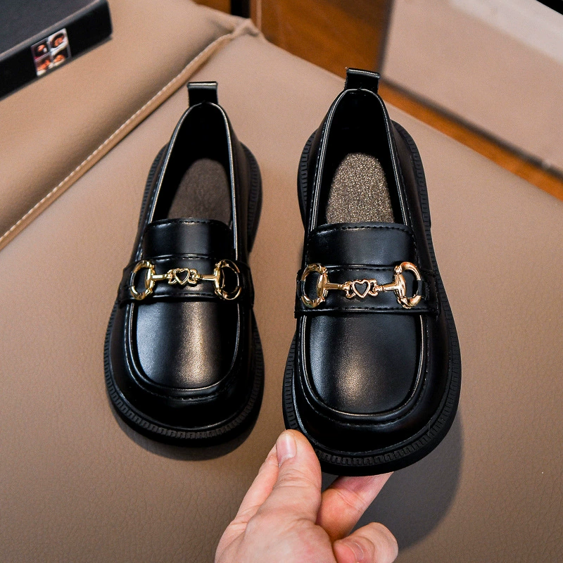 Shoes for leather shoes, metal loafers for princess, soft sole